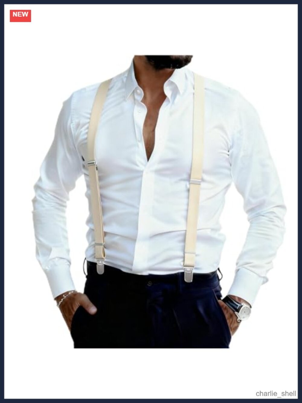 Adjustable Elastic Suspenders 1 Inch Wide Heavy Duty Metal Clips